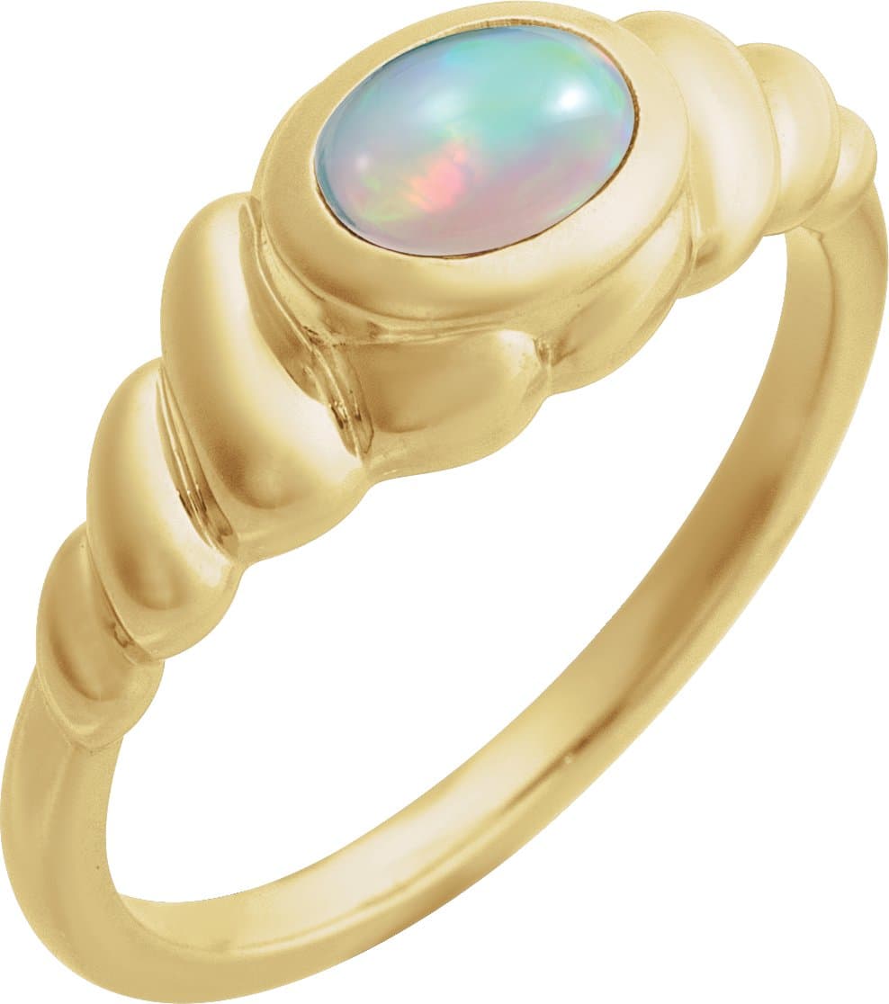 14K Rose Natural Ethiopian Opal Ring