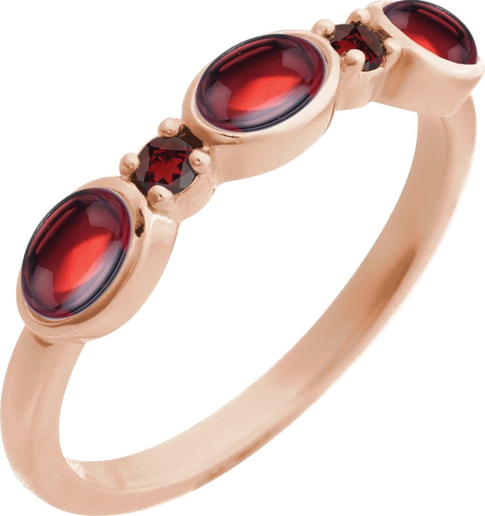 14K Rose Lab-Grown White Opal & Natural London Blue Topaz Stackable Ring