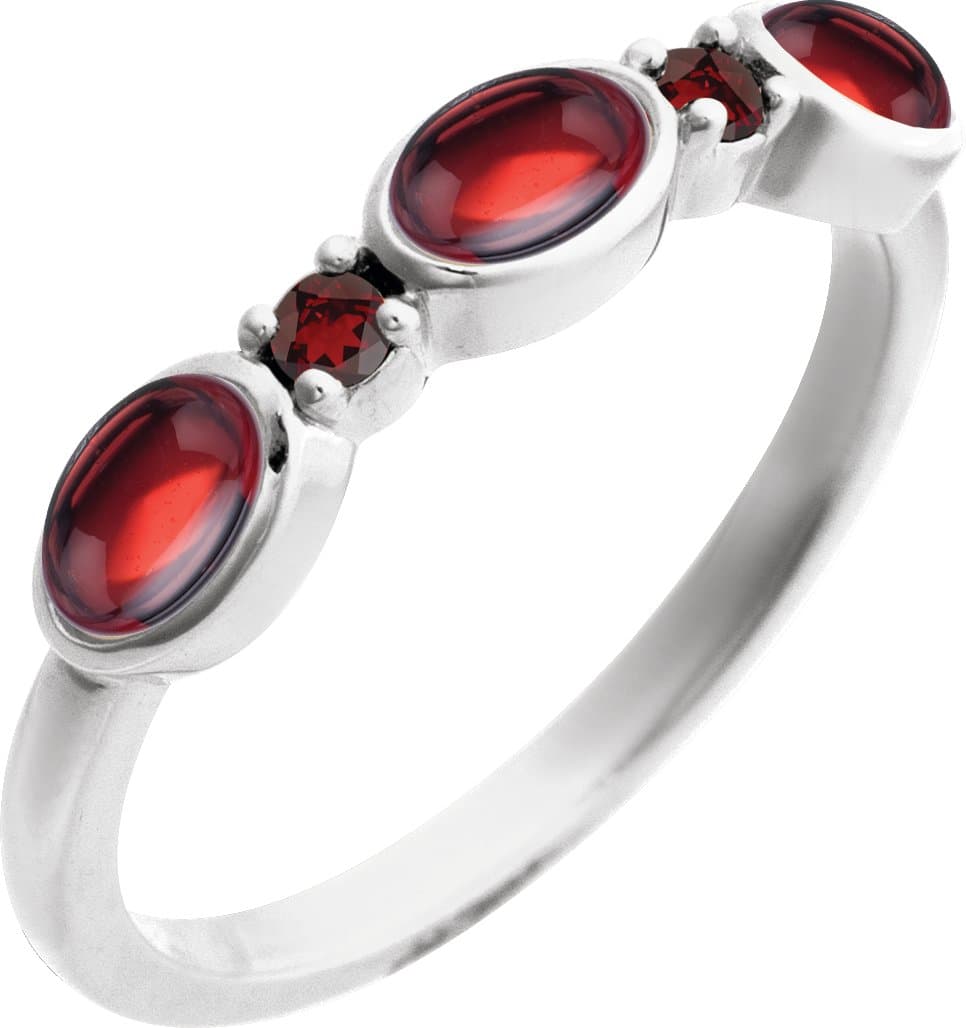 14K Rose Lab-Grown White Opal & Natural London Blue Topaz Stackable Ring