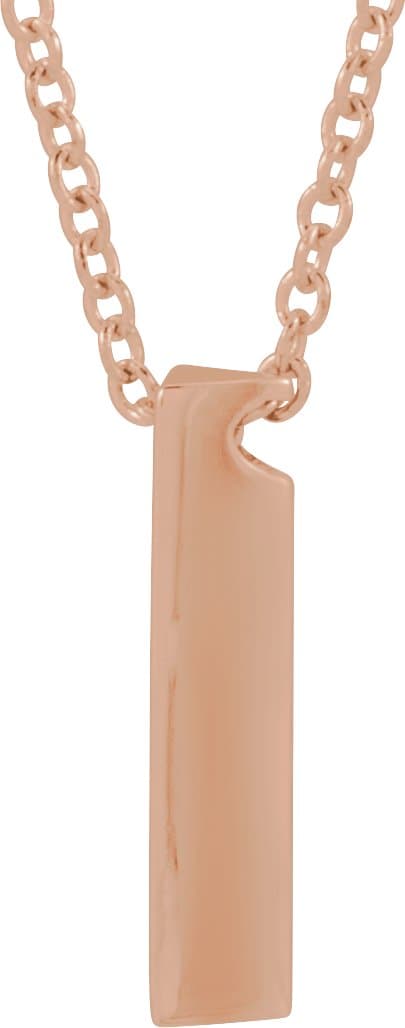 14K Rose Engravable Three-Sided Bar 16-18 Necklace
