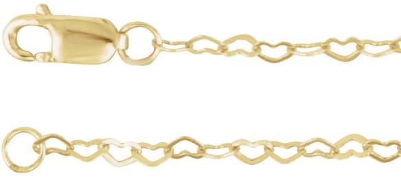 14K Rose 1.9 mm Heart 7" Chain