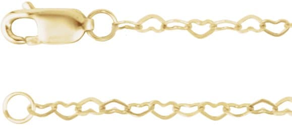 14K Rose 1.9 mm Heart 7 Chain
