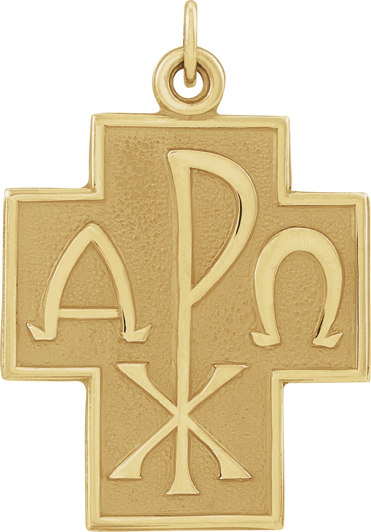 14K Yellow 24.5x22 mm Alpha Omega Cross Pendant