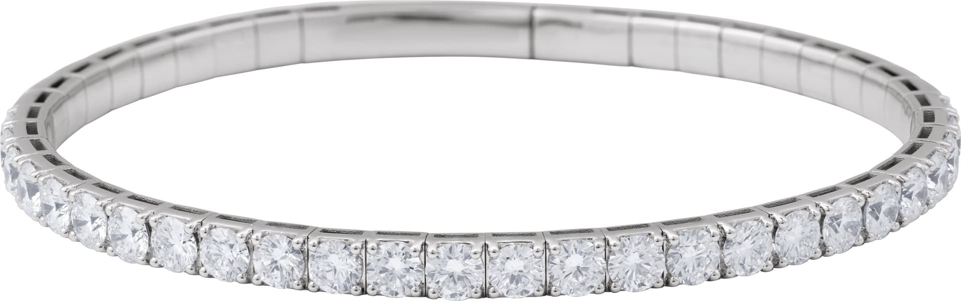 14K Yellow Gold 1 CTW Natural Diamond  Flexible Bangle 7" Bracelet