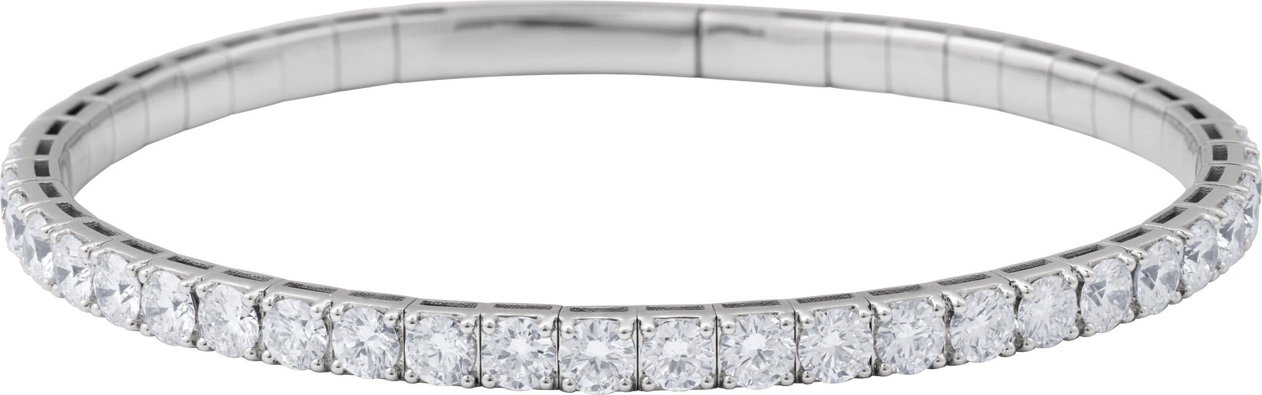 14K Yellow Gold 1 CTW Natural Diamond  Flexible Bangle 7" Bracelet
