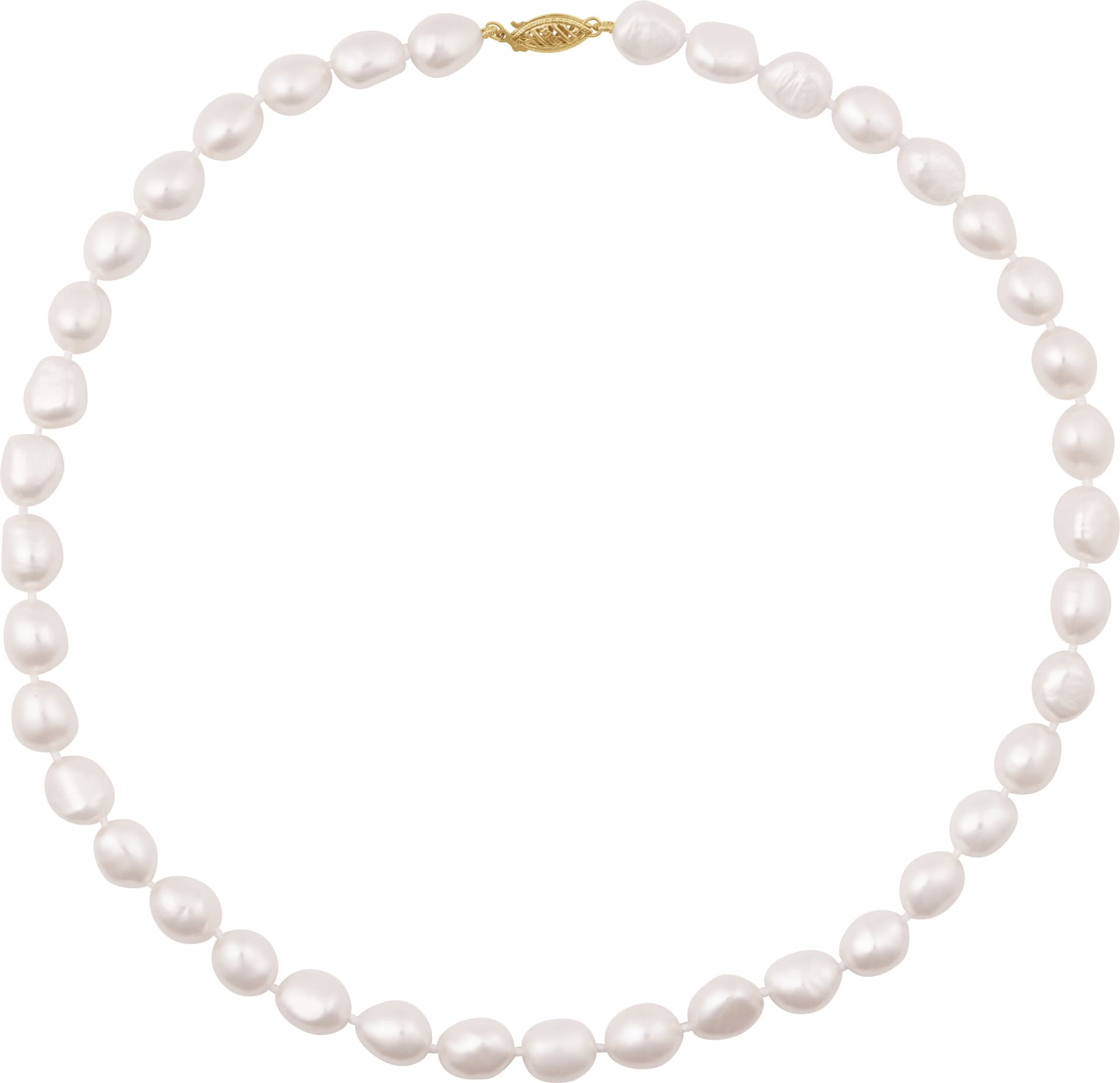 14K Yellow Cultured White Freshwater Pearl 18 Necklace