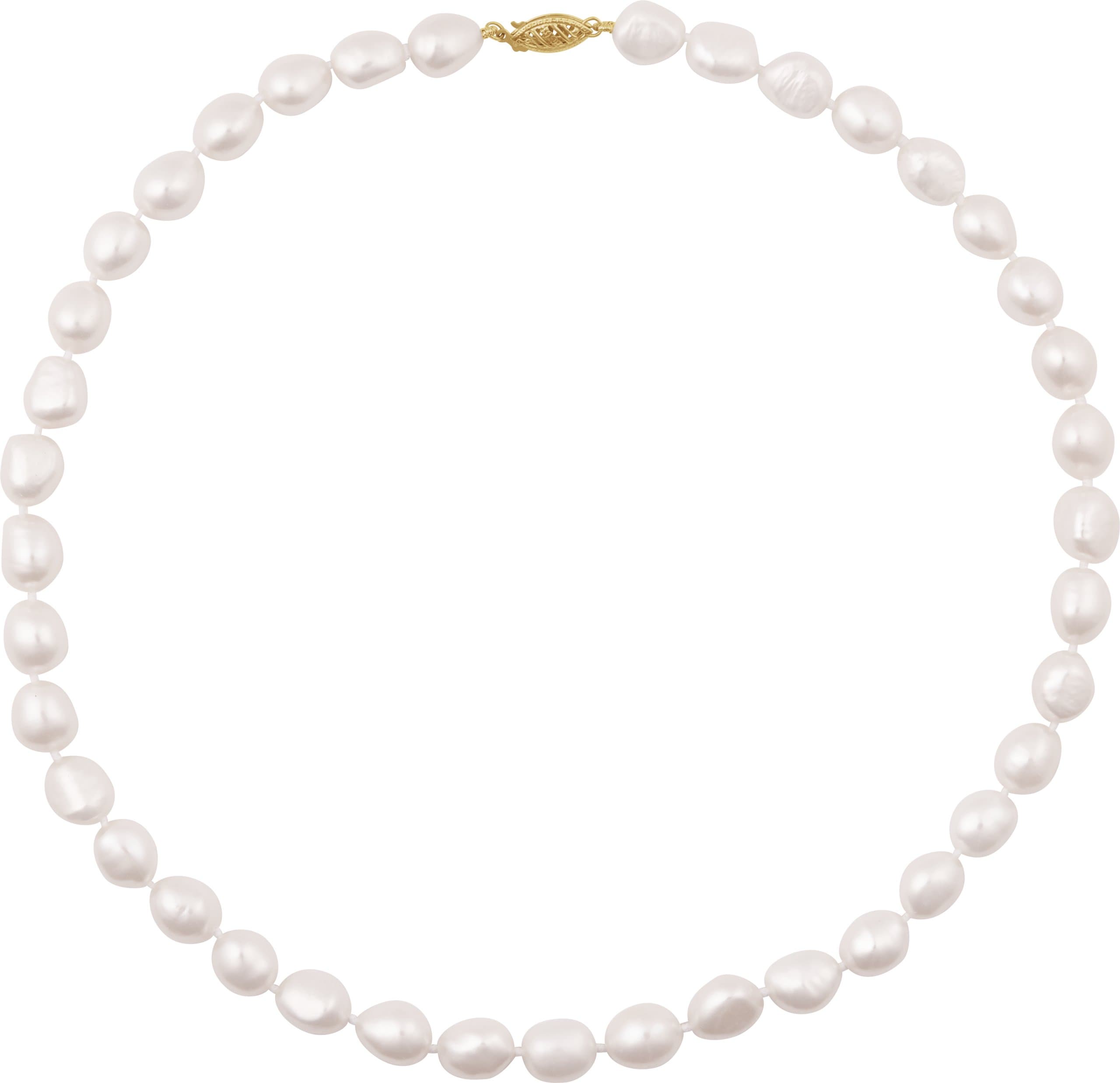 14K Yellow Cultured White Freshwater Pearl 18 Necklace