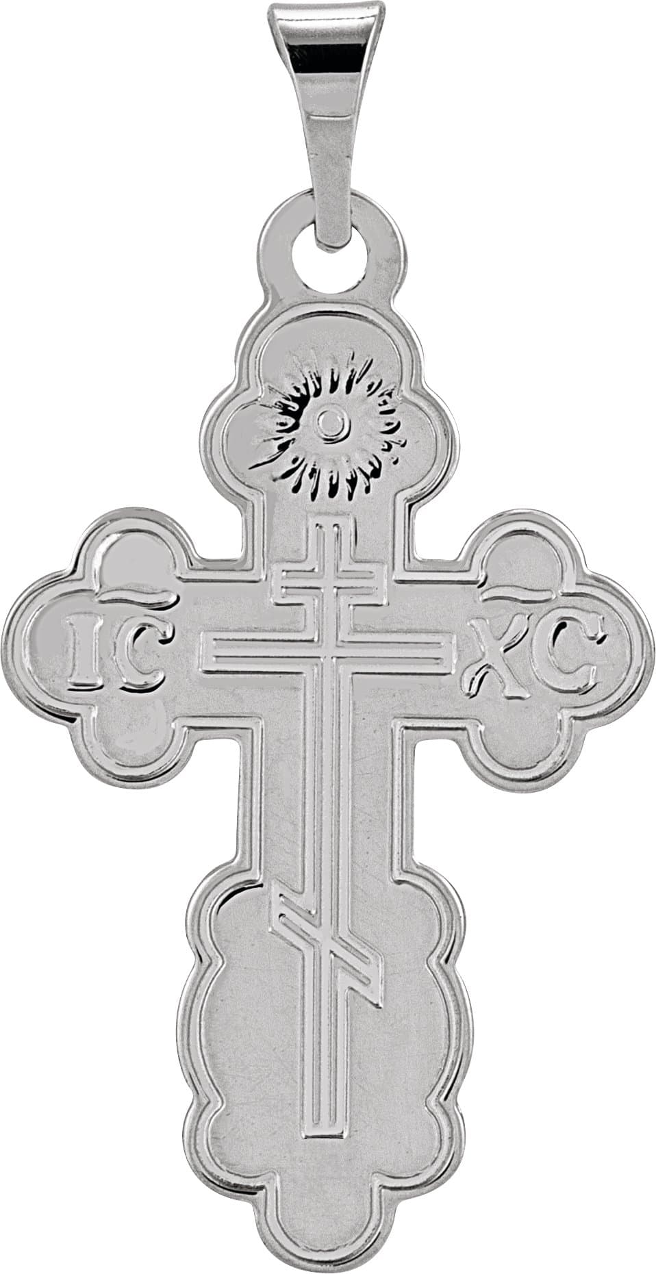 14K White 19x13 mm Orthodox Cross Pendant