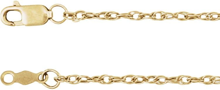 10K Rose 1.5 mm Rope 16 Chain