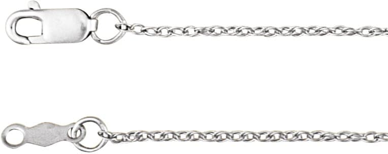 14K White 1 mm Rope 16 Chain