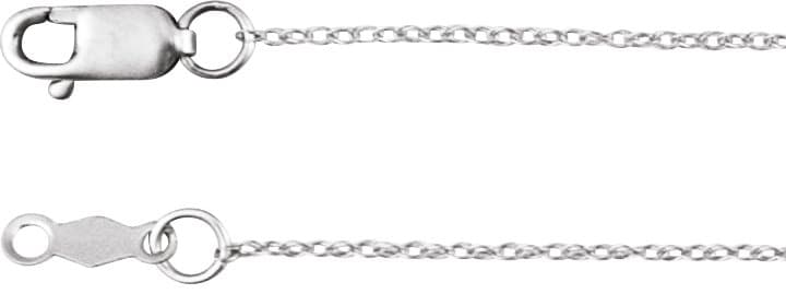 14K White .75 mm Rope 20 Chain