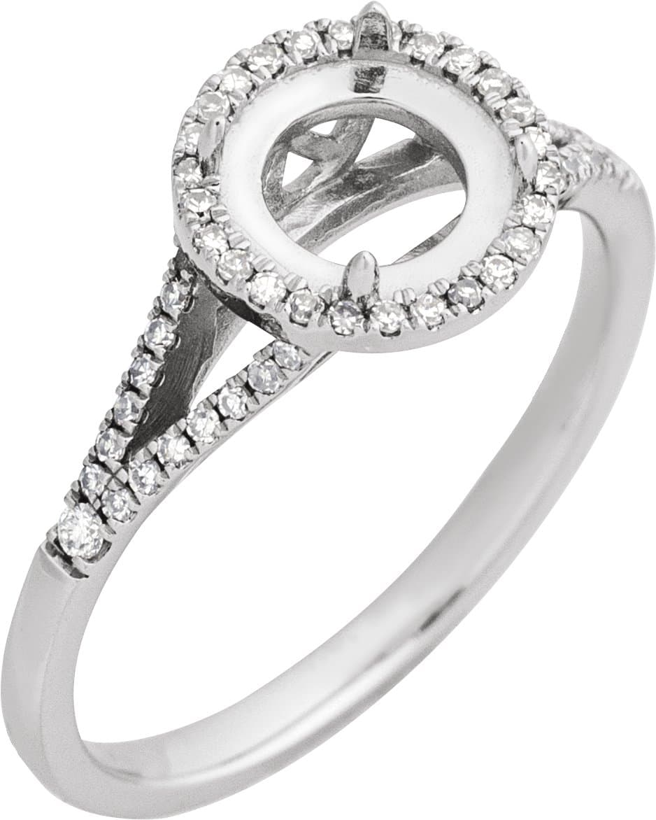 14K White Gold 1/6 CTW Natural Diamond Semi-Set Halo-Style Ring  