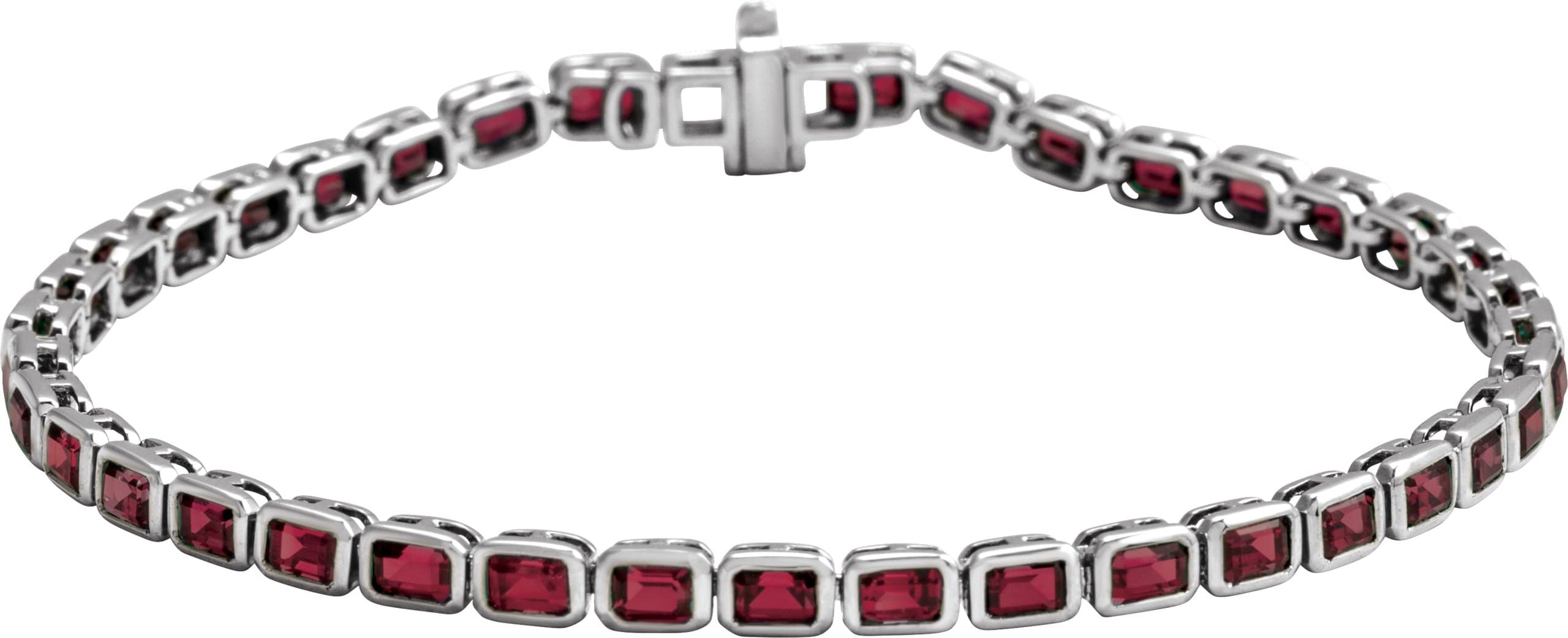 14K White Lab-Grown Blue Sapphire Line 7" Bracelet