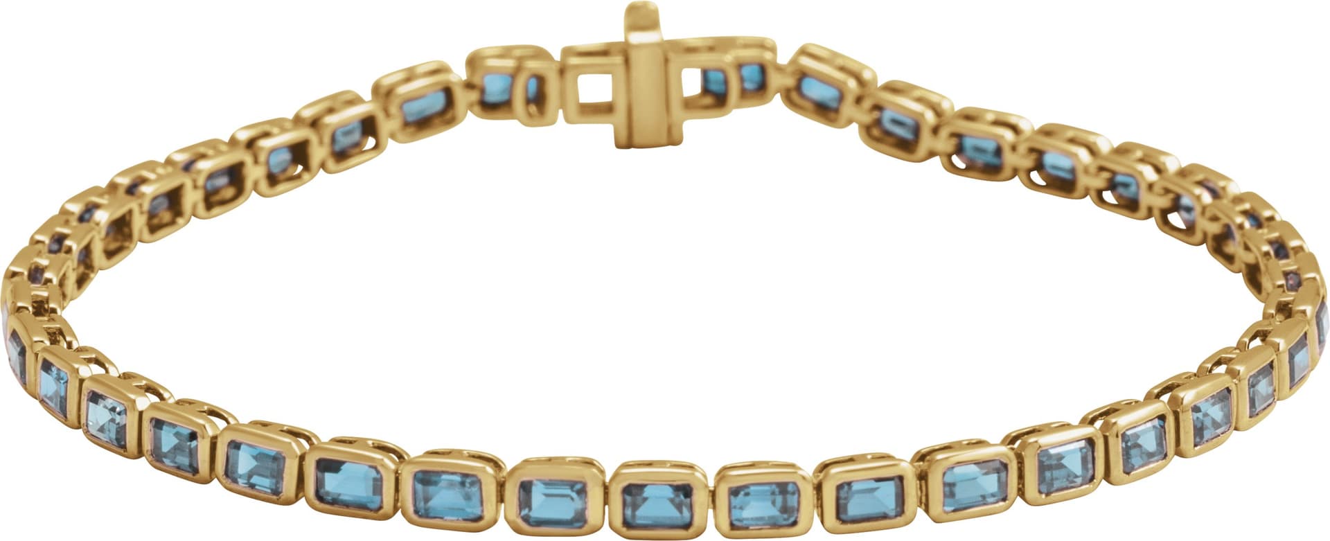 14K White Lab-Grown Blue Sapphire Line 7" Bracelet