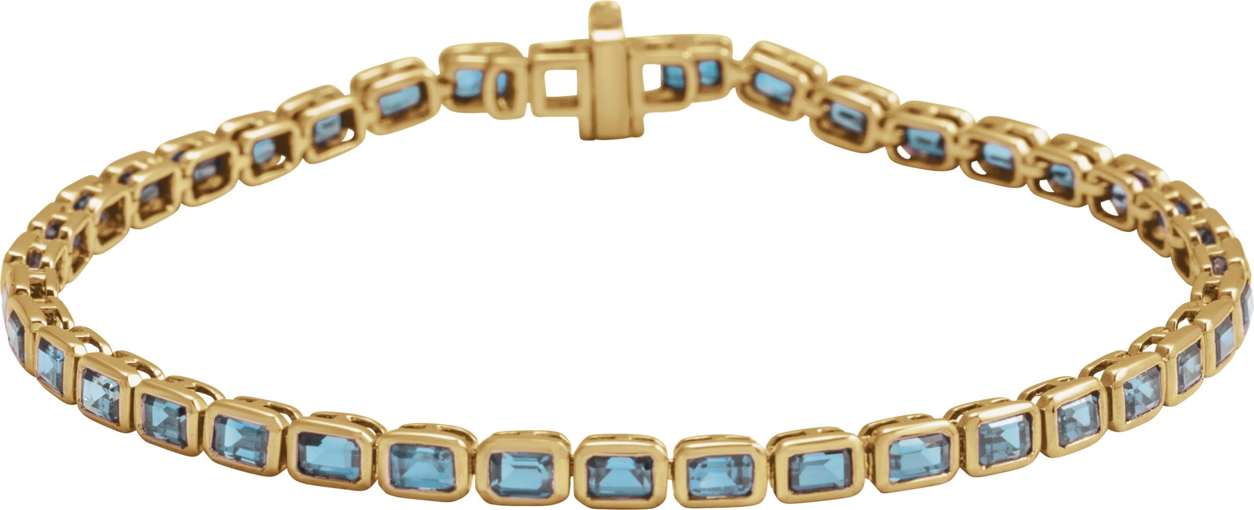 14K White Lab-Grown Blue Sapphire Line 7" Bracelet