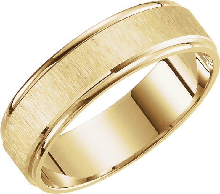 14K Yellow 6 mm Grooved Lightweight Comfort-Fit Flat Band Size 10.25