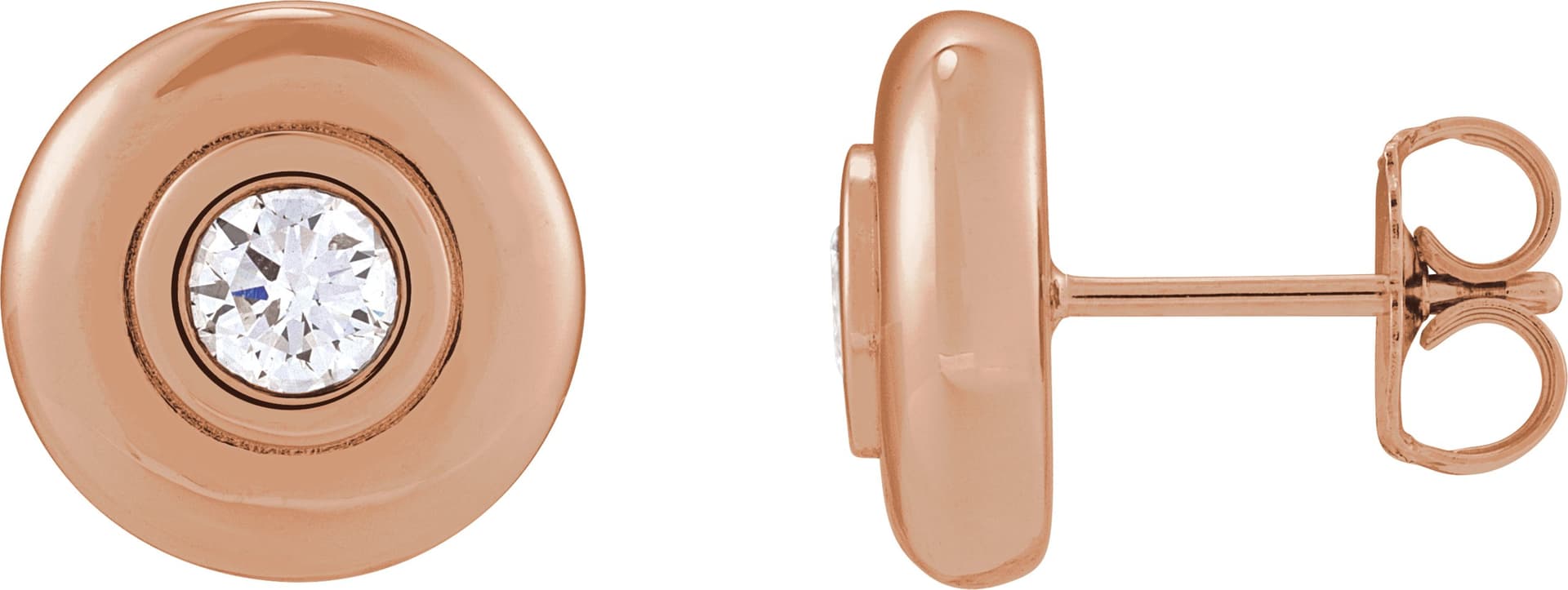 14K Rose 1/2 CTW Lab-Grown Diamond Puffed Stud Earrings
