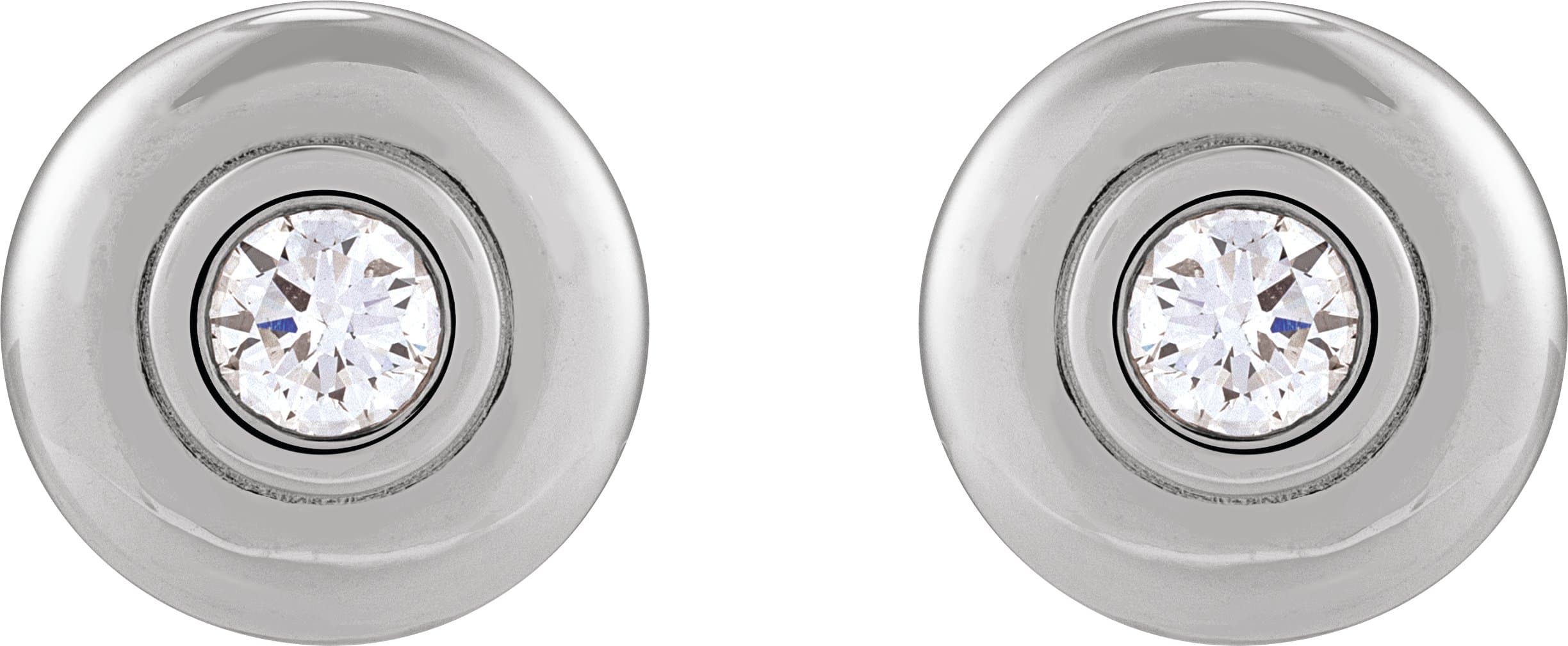 Bezel-Set Puffed Stud Earrings view 2