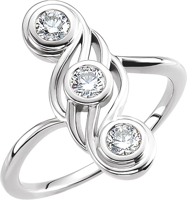 14K Rose 1/2 CTW Natural Diamond Three-Stone Ring