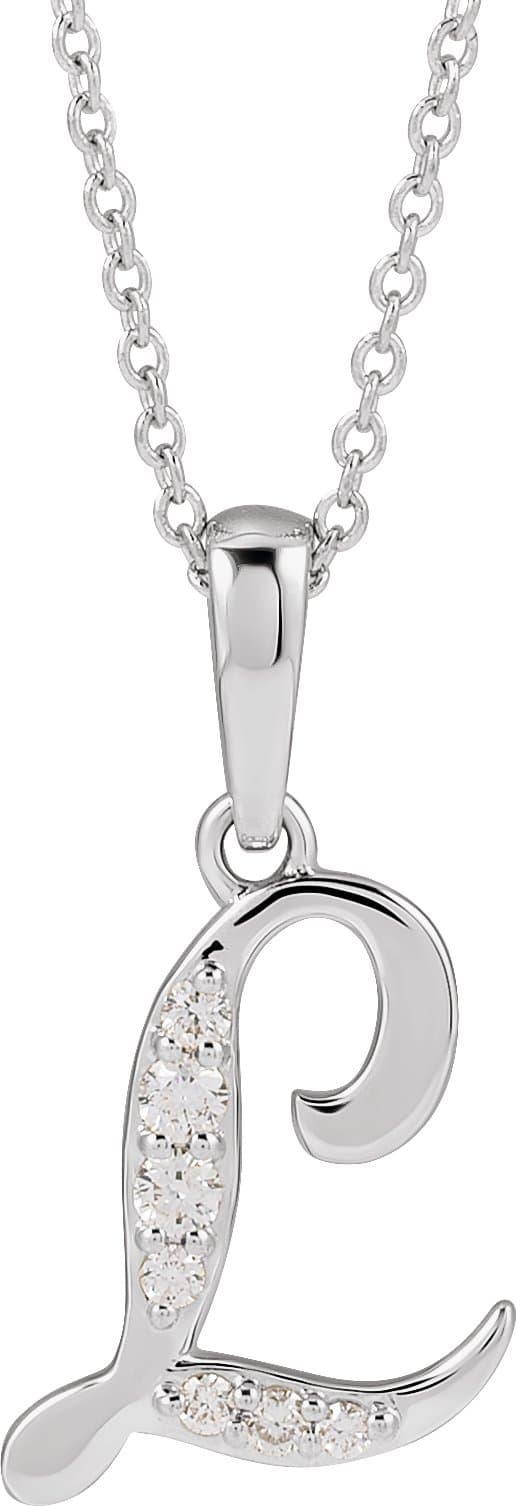 14K Rose 1/10 CTW Natural Diamond Initial E 18 Necklace