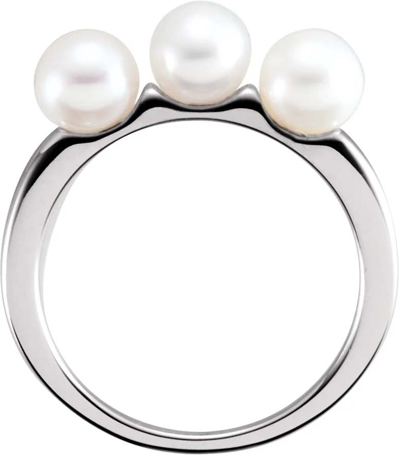 Three-Stone Pearl Ring, view 3