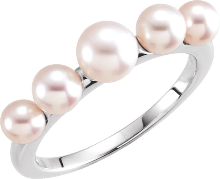 10K Yellow Cultured White Freshwater Pearl Ring
