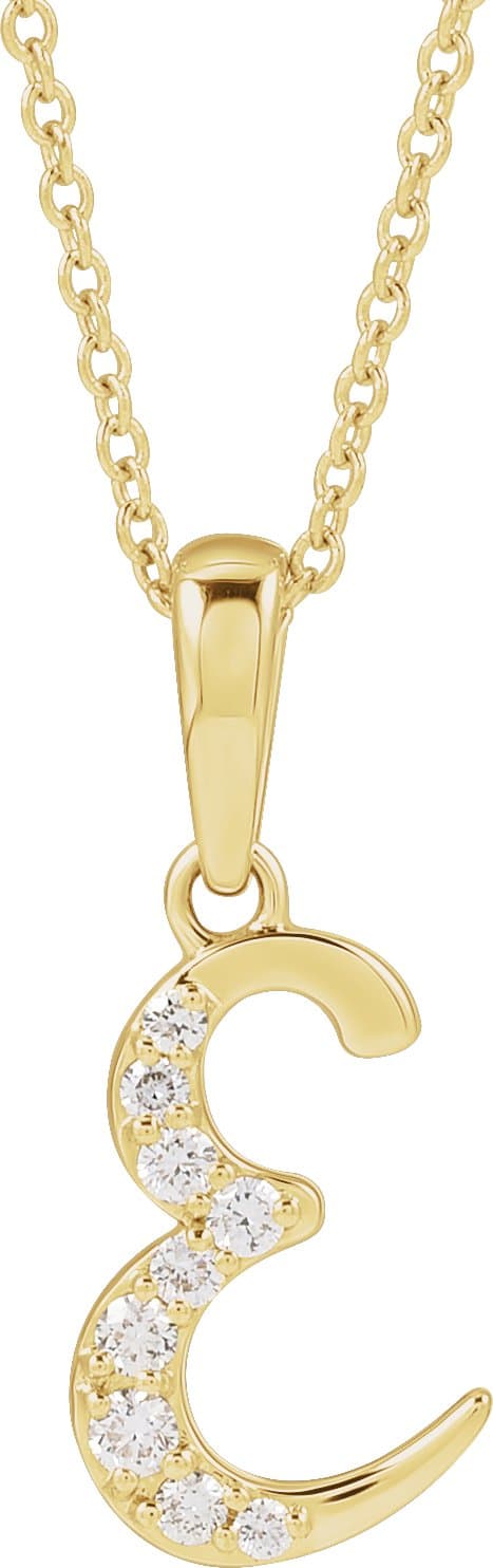 14K Rose 1/10 CTW Natural Diamond Initial E 18 Necklace