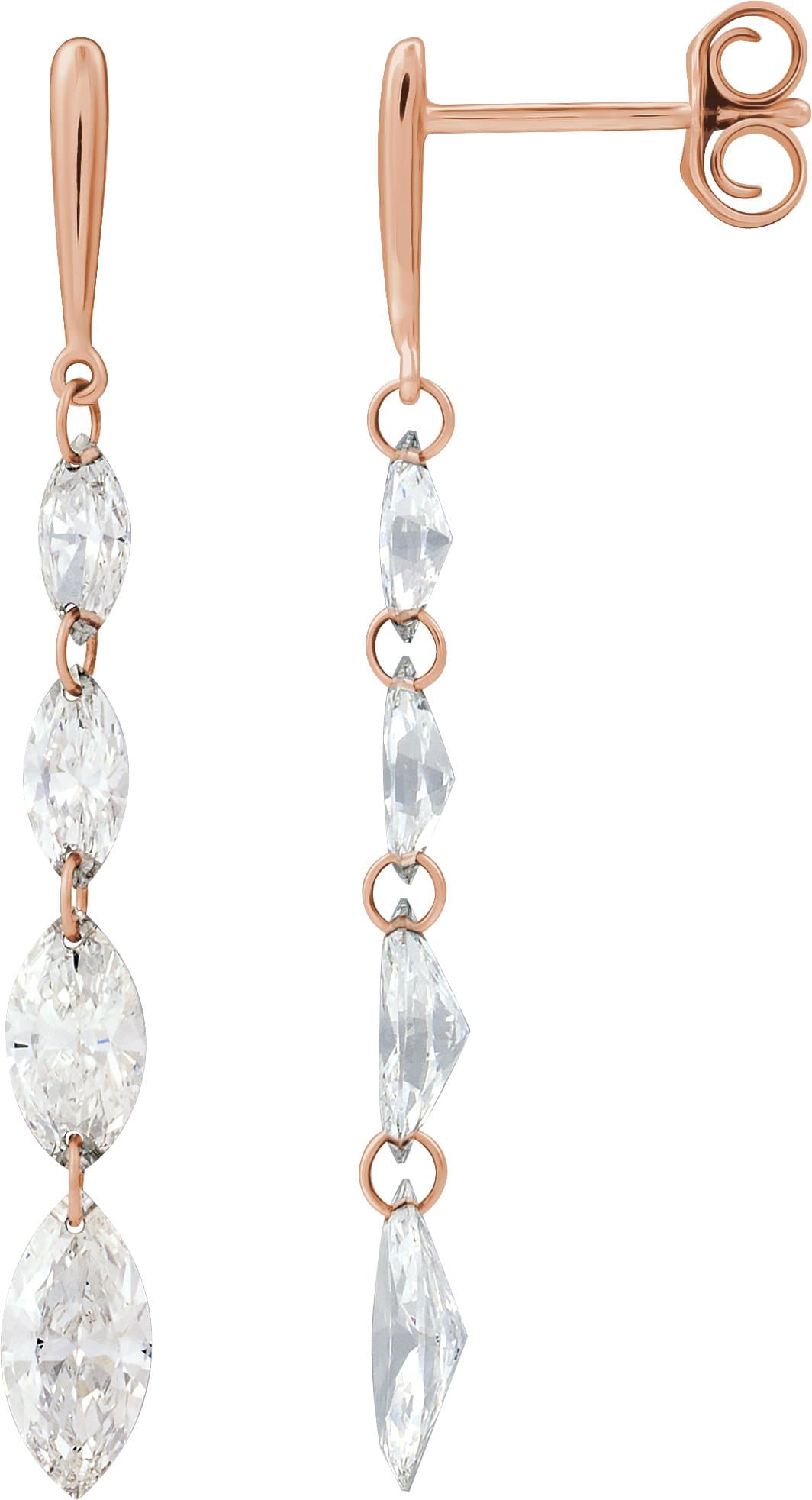 14K Rose 1 1/2 CTW Lab-Grown Diamond Drilled Diamond Earrings
