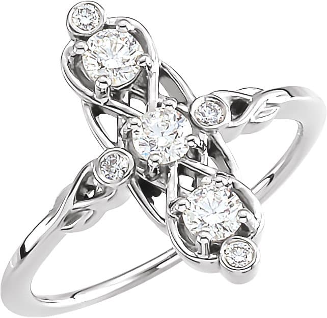 14K Rose 1/5 CTW Natural Diamond Three-Stone Ring