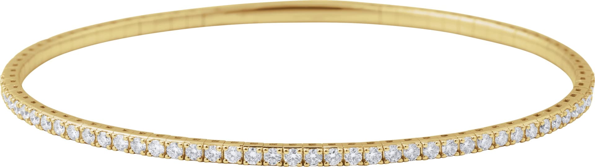 14K Yellow Gold 1 CTW Natural Diamond  Flexible Bangle 7" Bracelet