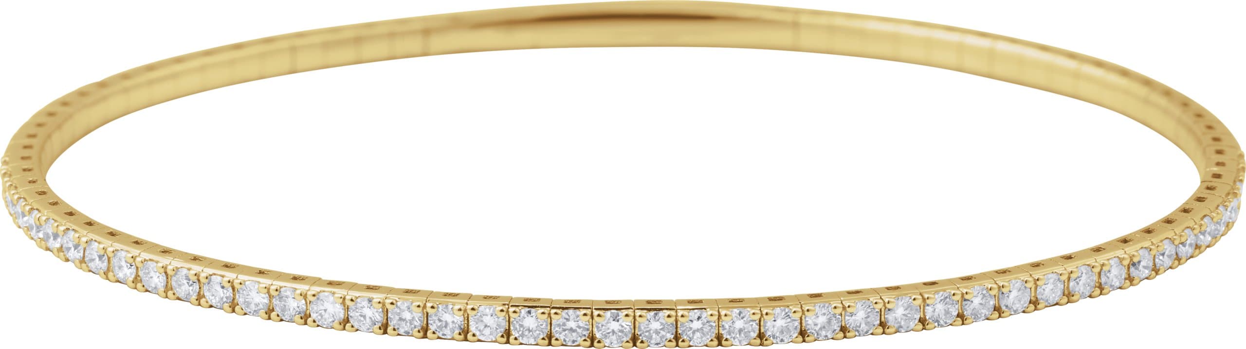 14K Yellow Gold 1 CTW Natural Diamond  Flexible Bangle 7" Bracelet