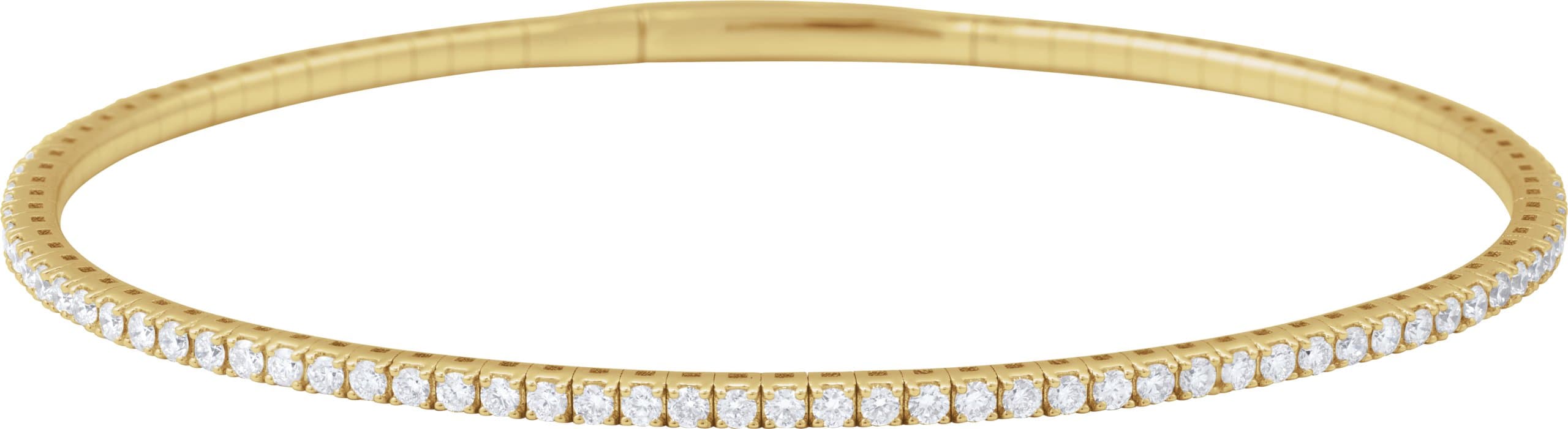 14K Yellow Gold 1 1/2 CTW Natural Diamond Flexible Bangle 7" Bracelet