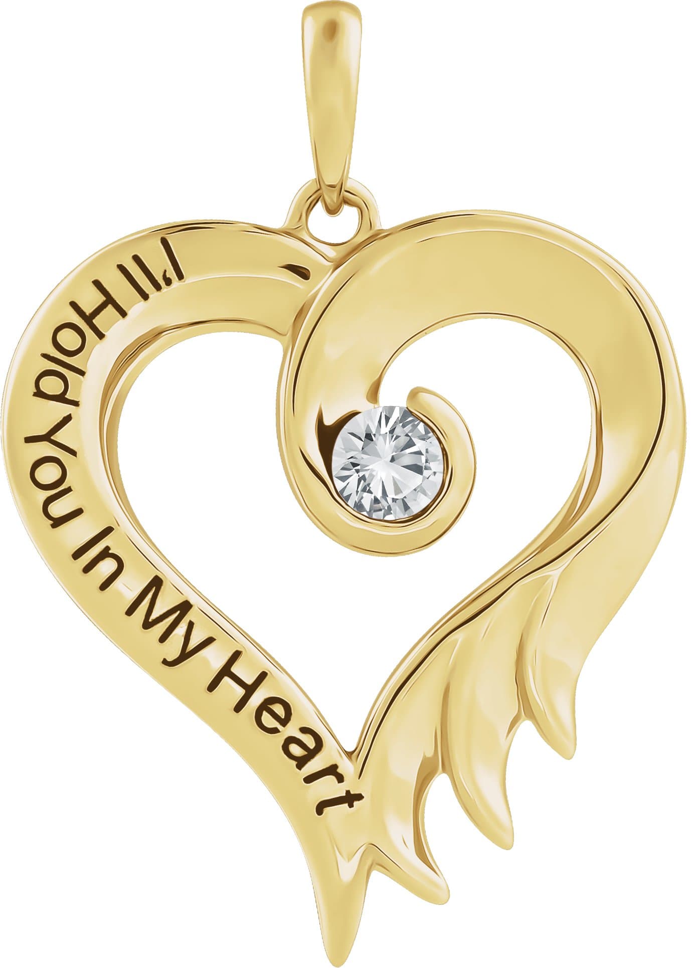 Sterling Silver Cultured White Freshwater Pearl & Engraved I'll Hold You In My Heart Pendant