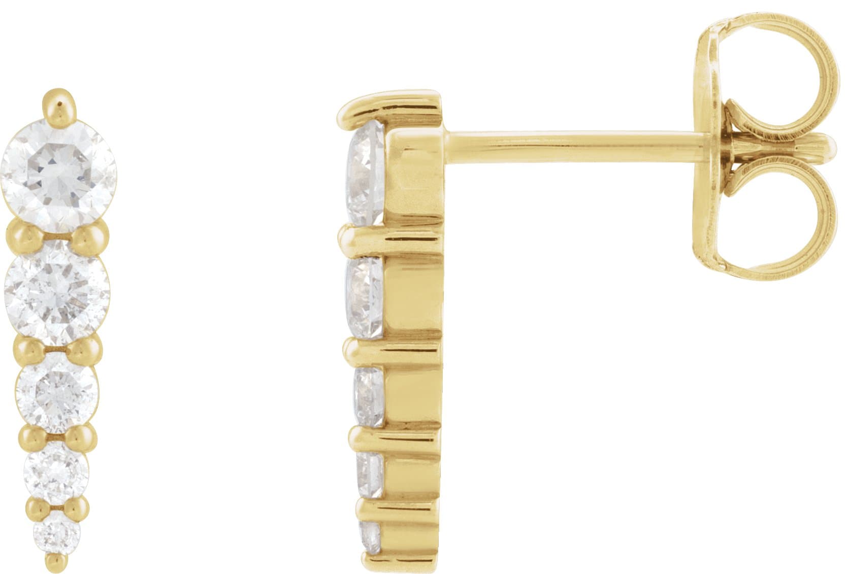 14K Rose .08 CTW Natural Diamond Graduated Bar Earrings
