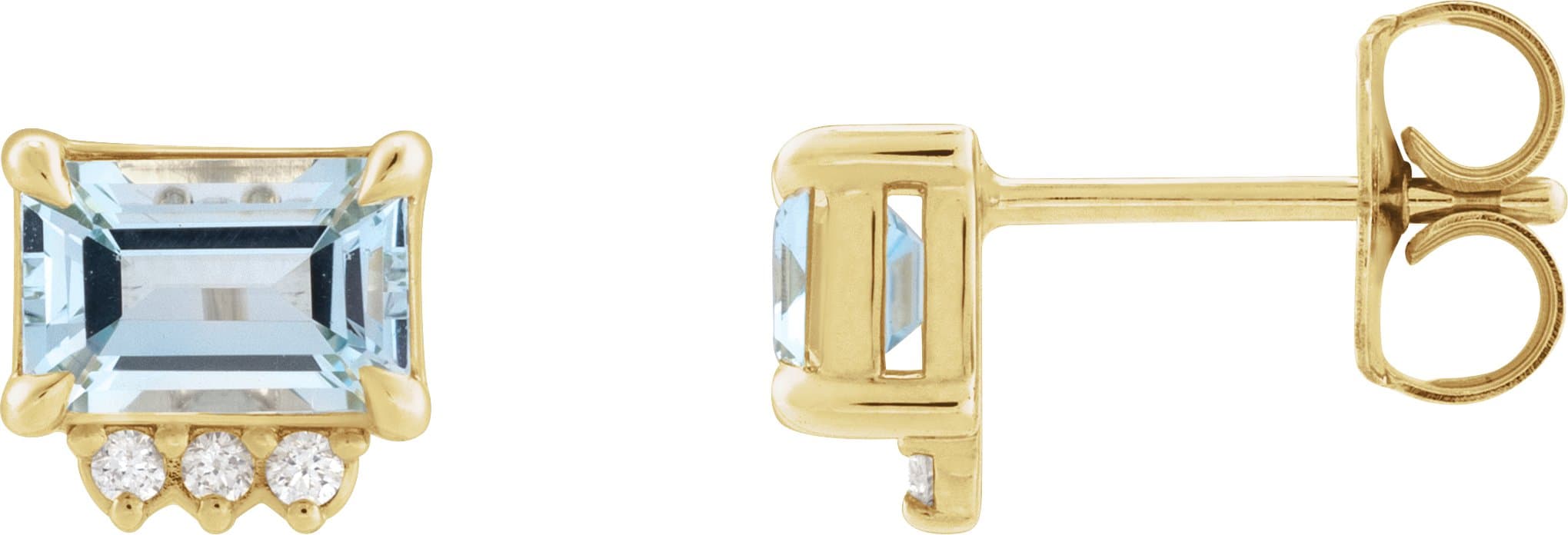 14K Rose Lab-Grown Blue Sapphire & .04 CTW Natural Diamond  Stud Earrings