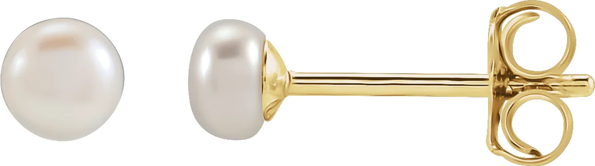 Button Pearl Stud Earrings