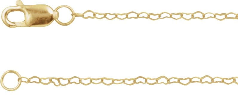 14K Yellow .8 mm Heart 16 Chain