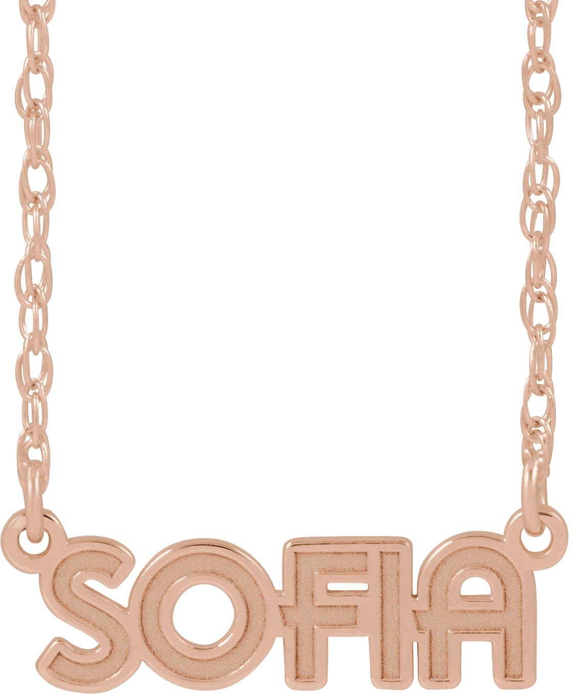 10K White Gold Block Letter Nameplate 16-18" Necklace