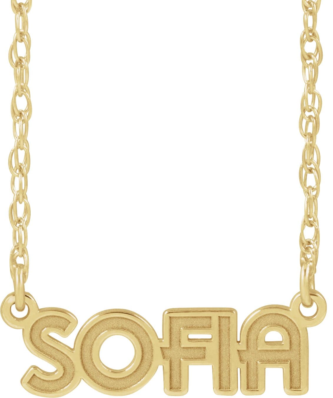 10K White Gold Block Letter Nameplate 16-18" Necklace