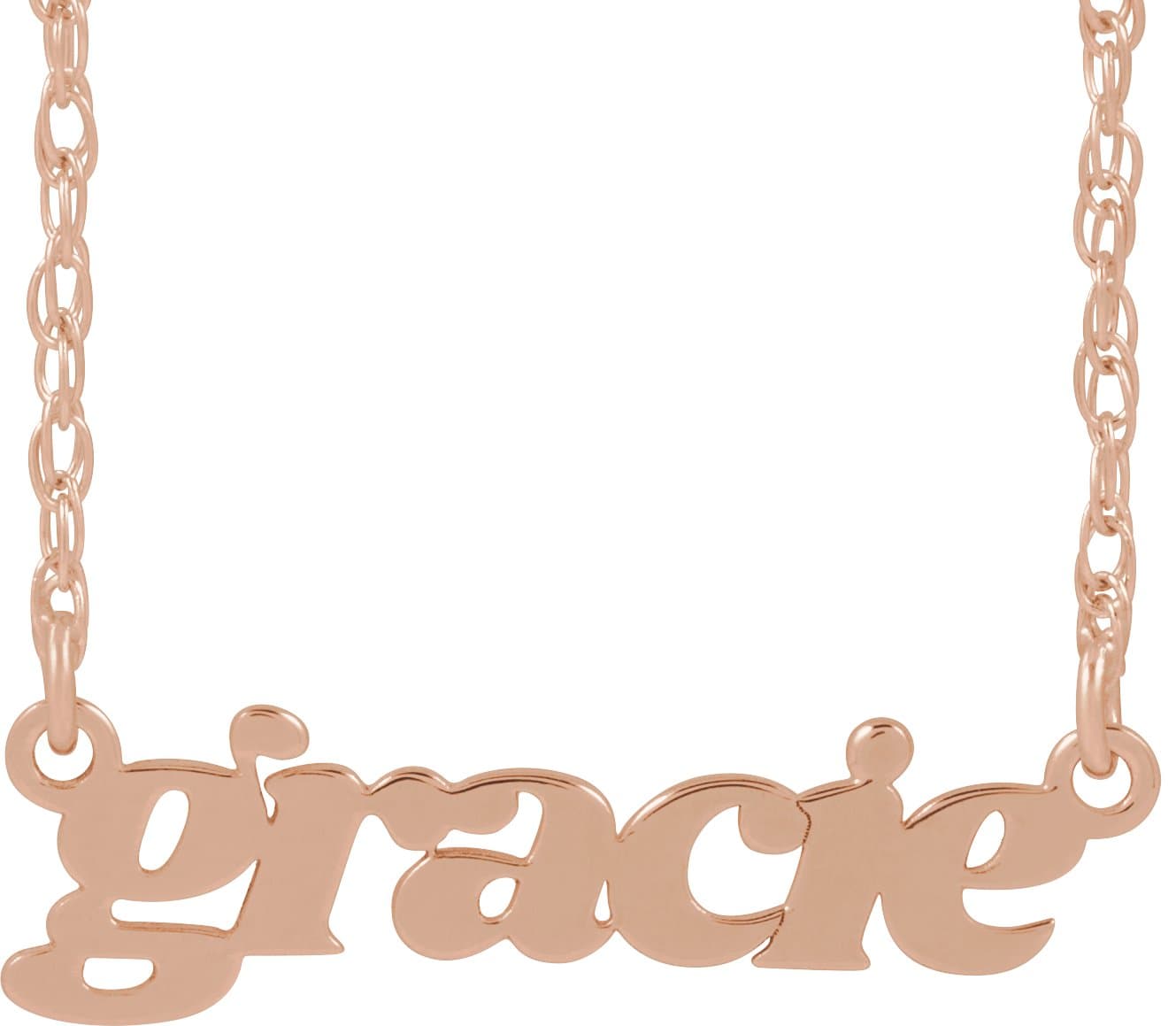 10K White Gold Retro Nameplate 16-18" Necklace