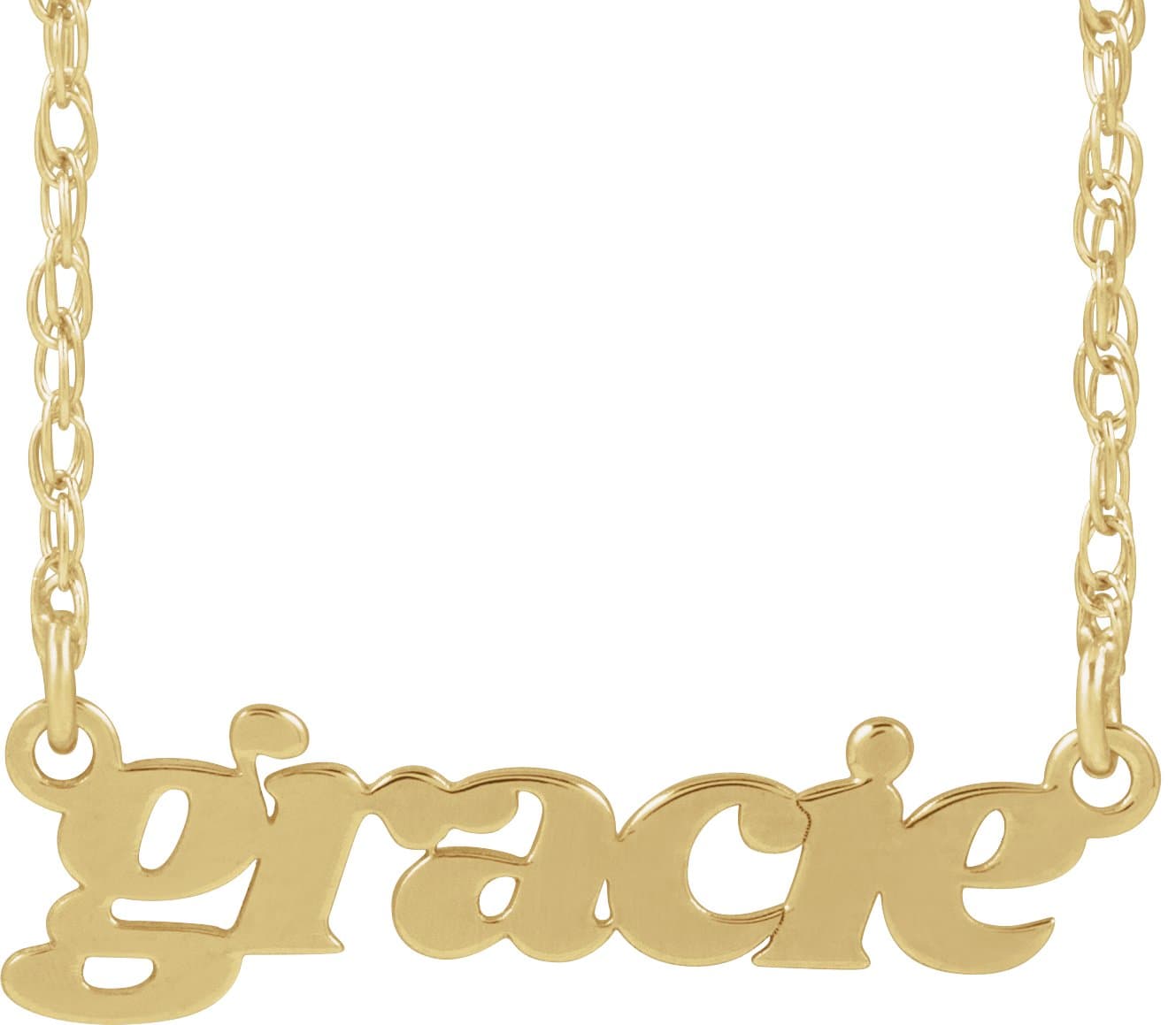 10K White Gold Retro Nameplate 16-18" Necklace