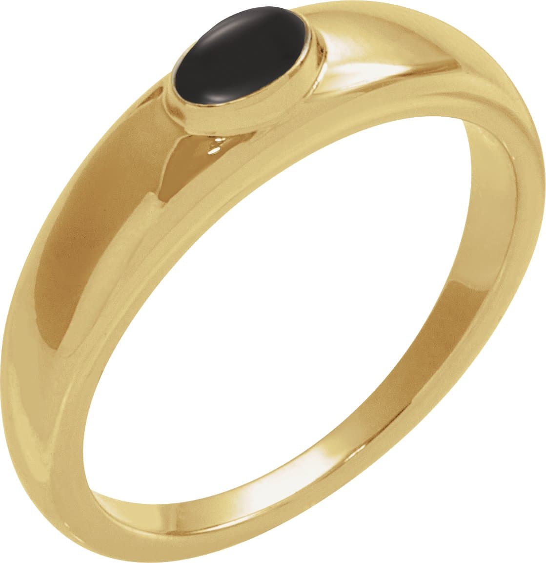 14K Rose Natural Black Onyx Cabochon Dome Ring