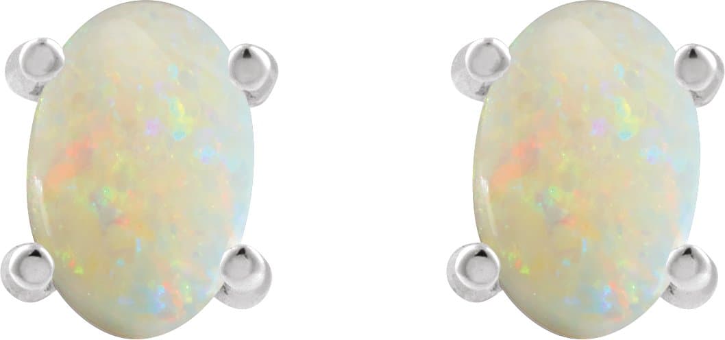 Oval 4-Prong Cabochon Earrings view 2