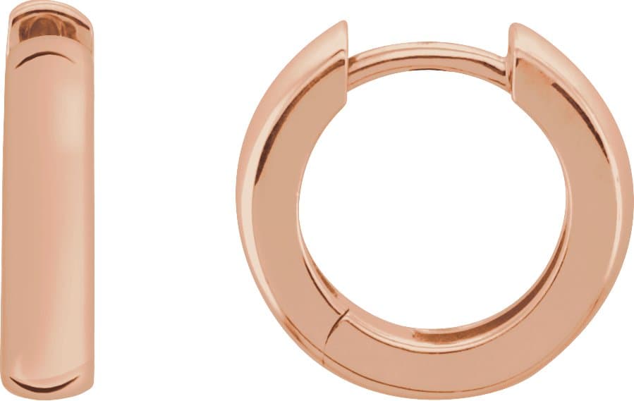 14K Rose 14 mm Hinged Hoop Earrings
