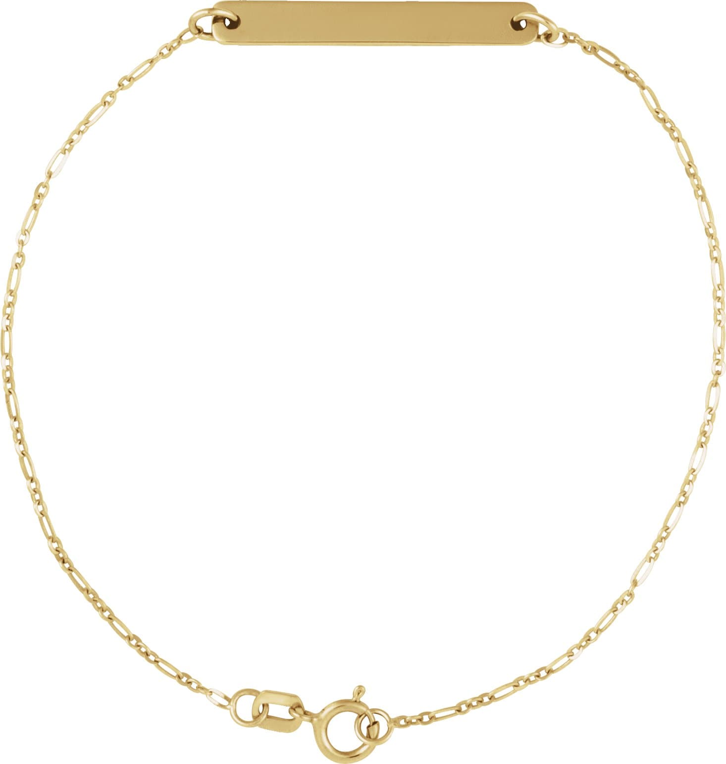 14K White Engravable Bar 7" Bracelet
