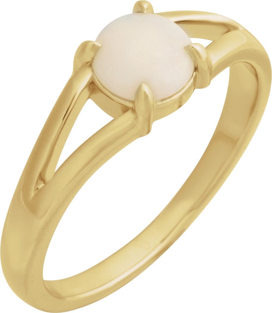 14K Rose Natural Chalcedony Cabochon Ring