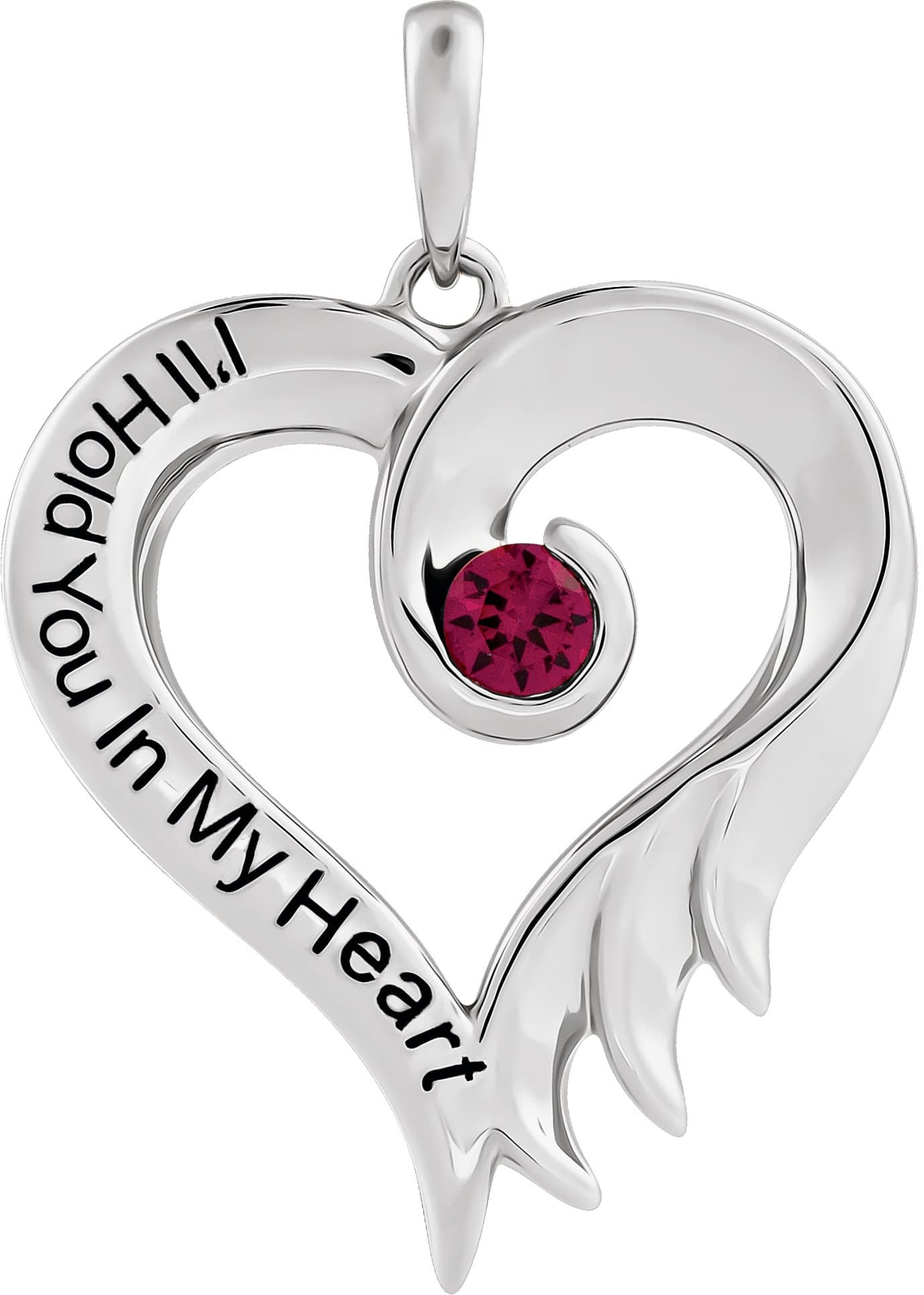 Sterling Silver Cultured White Freshwater Pearl & Engraved I'll Hold You In My Heart Pendant