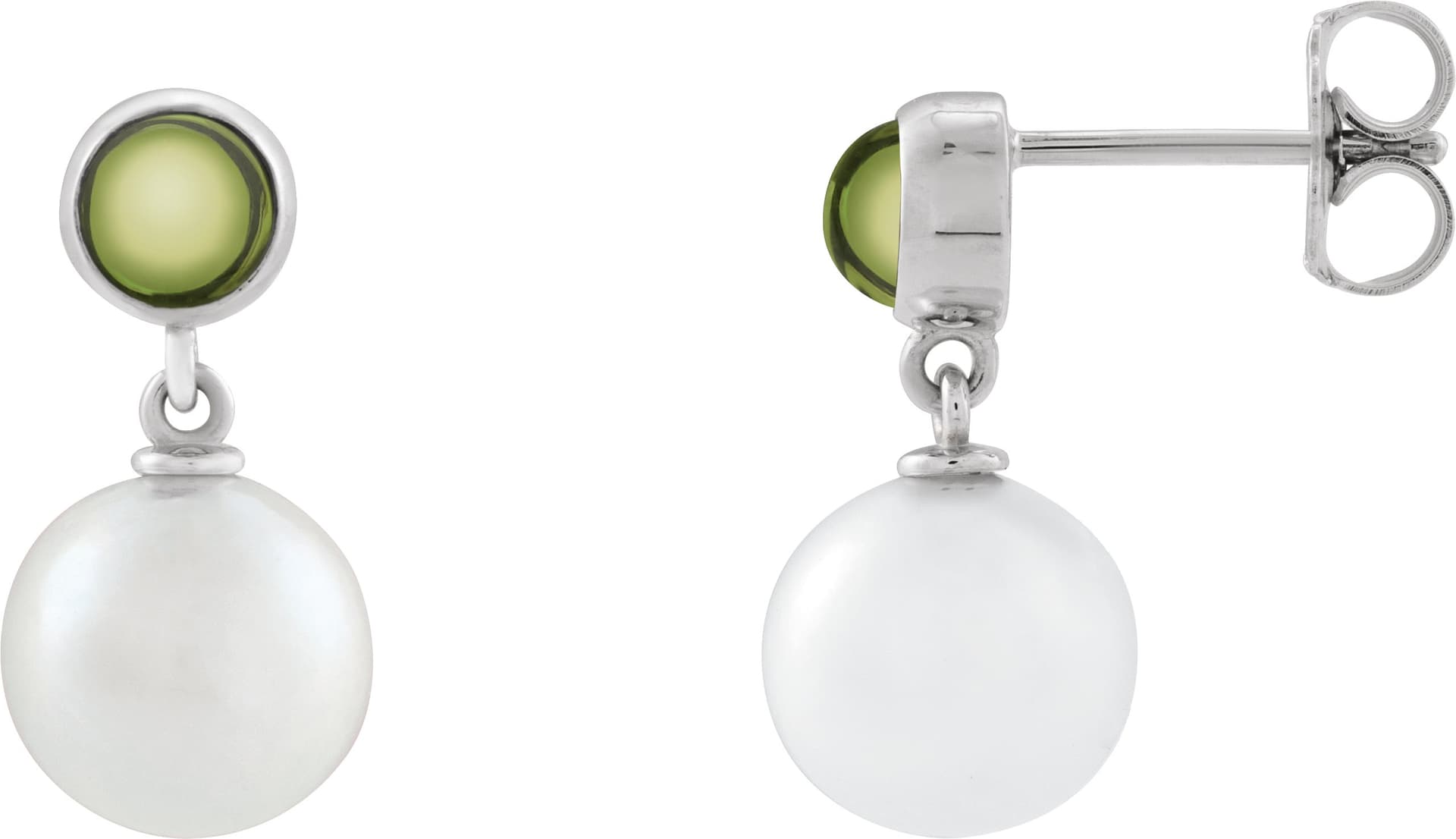 14K Rose Cultured White Freshwater Pearl & Natural Citrine Cabochon Earrings