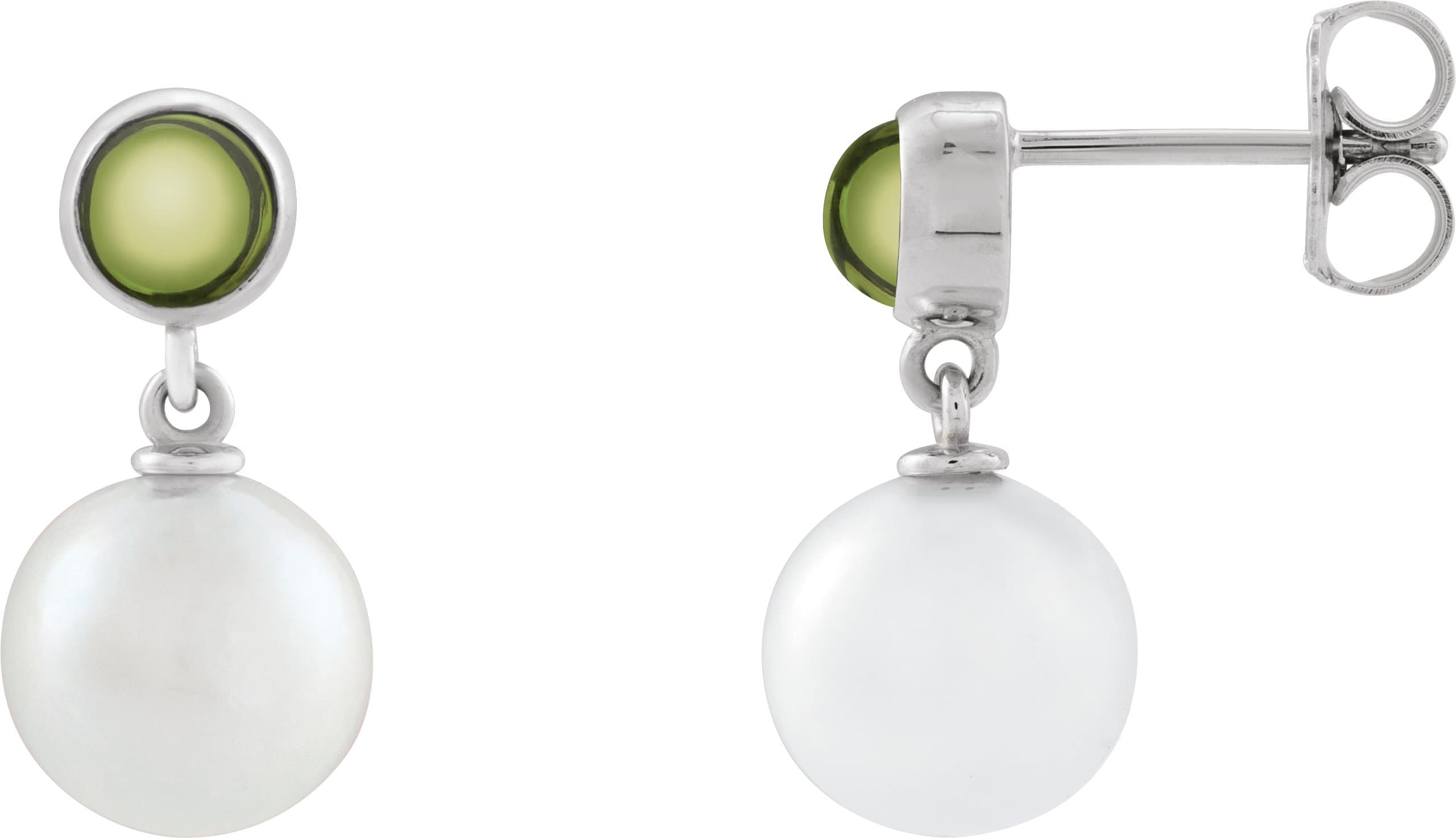 14K Rose Cultured White Freshwater Pearl & Natural Citrine Cabochon Earrings