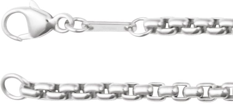 14K White 2.6 mm Rounded Box 24 Chain